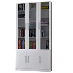 Estante de Livros 6 Portas com Portas Sup. Vidro Fume 12801282 Branco Foscarini - 1