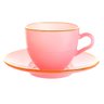 Jogo de Xícaras para Café Matte Rosa com Borda Dourada em Vidro com Pires 85ml - 8 Peças - 3