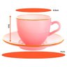 Jogo de Xícaras para Café Matte Rosa com Borda Dourada em Vidro com Pires 85ml - 8 Peças - 2