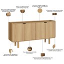 Ver imagem 5 de Aparador Buffet para Sala de Jantar 4 Portas 160cm Orgânico Nordic A03 Hanover Roble - Lyam Decor
