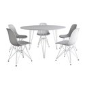 Ver imagem 6 de Mesa Jantar Redonda 110Cm Branca Clips 3 Pés Com 5 Cadeiras Brancas Ferro Branco - Cor: Branco