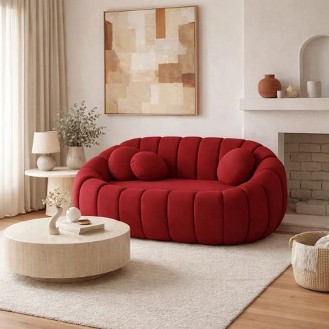 Namoradeira Concha Decorativa 190cm Sala Suede:vermelho/liso