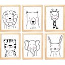 Ver imagem 1 de Quadro Infantil Safari 6 un A4 vidro e pendurador