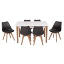 Ver imagem 1 de Conjunto Mesa de Jantar Juliette Branca 135cm com 6 Cadeiras Leda - Preta
