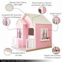 Ver imagem 3 de Casinha de Brinquedo Artesanal Janela Lateral Versátil com Cortinas Mdf Rosa/branco L12 - Criança Fe