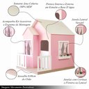 Ver imagem 3 de Casinha de Brinquedo Artesanal Janela Lateral Versátil com Cortinas Mdf Rosa/branco L12 - Criança Fe