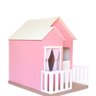 Casinha de Brinquedo Artesanal Janela Lateral Versátil com Cortinas Mdf Rosa/branco L12 - Criança Fe - 6