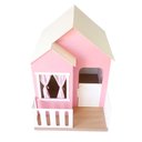 Ver mais imagens de Casinha de Brinquedo Artesanal Janela Lateral Versátil com Cortinas Mdf Rosa/branco L12 - Criança Fe