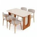 Ver imagem 3 de Conjunto de Jantar Mesa Tali 130cm e 4 Cadeiras Ema CabeCasa MadeiraOriginals Off White/Prata