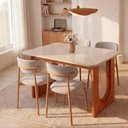 Ver imagem 1 de Conjunto de Jantar Mesa Tali 130cm e 4 Cadeiras Ema CabeCasa MadeiraOriginals Off White/Prata