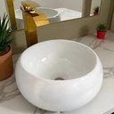 Ver imagem 1 de Cuba Lavabo Sobrepor Maresias Redonda Banheiro 36x15cm Branco Brilhante