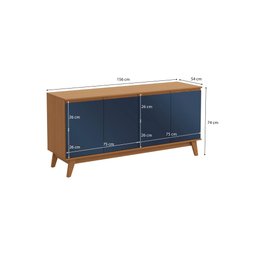 Aparador Kappesberg 4 Portas Canela/azul 156cm - 5