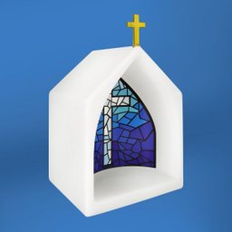 Luminária de Mesa Capela Oratória Vitral Azul - 2