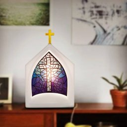 Luminária de Mesa Capela Oratória Vitral Azul - 3