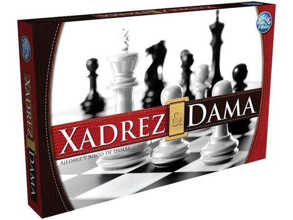 JOGO DE XADREZ E DAMA ESTOJO COM 2 GAVETAS