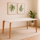 Ver imagem 3 de Mesa Jantar Retangular 1,30 com Vidro Papaia Madeira/off White