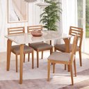 Ver imagem 2 de Mesa Jantar Retangular 1,30 com Vidro Papaia Madeira/off White