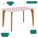 Ver imagem 4 de Mesa Jantar Retangular 1,30 com Vidro Papaia Madeira/off White
