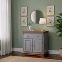 Ver imagem 1 de Balcão Manchester 2 Portas 1 Gaveta 89 X 90 X 45 Cm (a X L X P) - Cor Cinza Escuro/imbuia Glazer