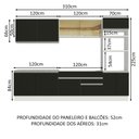 Ver imagem 4 de Armário de Cozinha Completa 310cm Branco Preto Glamy Madesa 01