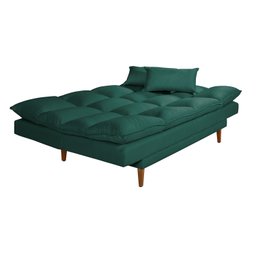 Sofá Cama Casal 3 Lugares Andorra Suede Verde 403 Império Estofados - 5