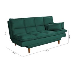Sofá Cama Casal 3 Lugares Andorra Suede Verde 403 Império Estofados - 6