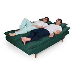Sofá Cama Casal 3 Lugares Andorra Suede Verde 403 Império Estofados - 2