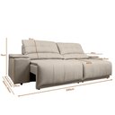 Ver imagem 2 de Sofá com Porta Copos Carregador USB Ret Rec Arizona 2,30m Velosuede - Netsofas - Bege