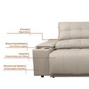 Ver imagem 6 de Sofá com Porta Copos Carregador USB Ret Rec Arizona 2,30m Velosuede - Netsofas - Bege