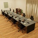 Ver imagem 5 de Plataforma de Trabalho 6,00 m para 10 Pessoas com Caixas de Tomadas e Pés Painel F5 Office Cor:
