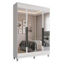 Ver imagem 2 de Guarda-Roupa Solteiro com Pés 4 Portas Batentes com Espelhos Branco/Branco/Preto Venus Madesa