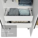 Ver imagem 7 de Guarda-Roupa Solteiro com Pés 4 Portas Batentes com Espelhos Branco/Branco/Preto Venus Madesa