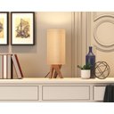 Ver imagem 1 de Luminária Abajur Viena de Mesa Moderno Decoração Pés Madeira - Bege