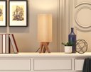 Ver imagem 1 de Luminária Abajur Viena de Mesa Moderno Decoração Pés Madeira - Bege
