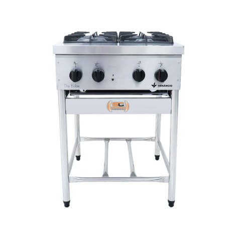 Fogão a Gás Profissional Don Bidone Inox com Cavalete 4 Bocas FDB4P - Venâncio