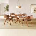 Ver imagem 1 de Conjunto de Mesa Redonda 100cm com 4 Cadeiras Gaia Marrom/Freijó