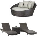 Ver imagem 1 de 2 Espreguiçadeiras Bona e Mesa Grécia com Chaise em Alumínio - Piscina, Jardim, Área - Pedra Ferro