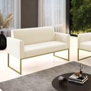 Ver imagem 3 de Sofá Namoradeira Base Industrial Dourado Marisa Veludo D03 - D\'rossi Cor Bege