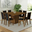 Ver imagem 1 de Conjunto Sala de Jantar Mesa Tampo de Madeira 8 Cadeiras Rustic/preto Marisa Madesa