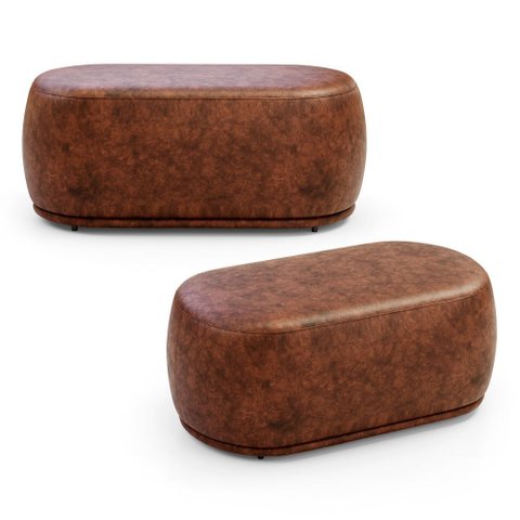 Kit 02 Puffs Decorativos Orgânicos Molly 02 Lugares Couríssimo Whisky - Abmaza