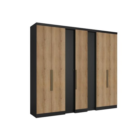 Guarda Roupa Casal Selecto 6 Portas Preto Capuccino - Thb Móveis