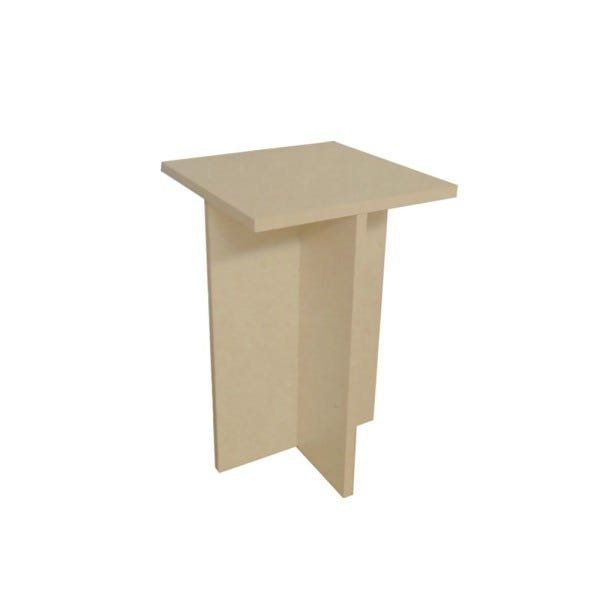 Banco Tampo Quadrado 55 cm Natural Em Mdf