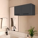 Ver imagem 3 de Armário Aéreo Multiuso 8191 70cm 2 Portas Aço MDF MDP Grafite Bertolini