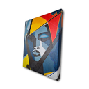 Ver imagem 4 de Mini Quadro Artesanal Decorativo com Rosto Feminino Pintado a Mão Medindo 30x25cm