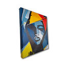 Ver imagem 3 de Mini Quadro Artesanal Decorativo com Rosto Feminino Pintado a Mão Medindo 30x25cm