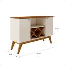 Ver imagem 5 de Aparador Sala Pés em Madeira Maciça - Ellegance 2 Portas: Off/freijo