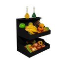 Ver imagem 1 de Fruteira Suspensa de Parede com Painel Porta Legumes Cozinha em Madeira Preto Laca