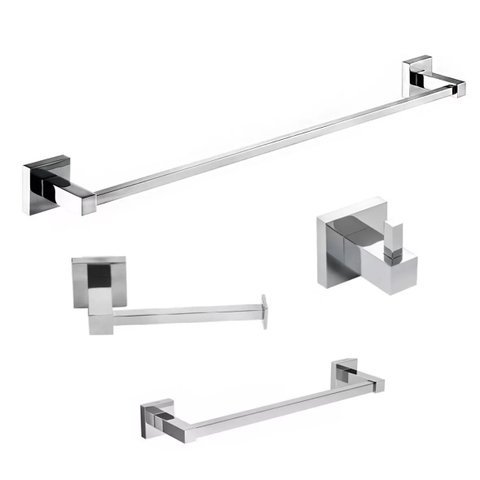 Kit Acessórios Banheiro Inox 4 Peças 70cm