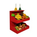 Ver imagem 2 de Fruteira Suspensa de Parede com Painel Porta Legumes Cozinha em Madeira Vermelho Laca