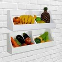 Ver mais imagens de Fruteira Suspensa de Parede Prateleira Porta Legumes Cozinha em Madeira Branco Laca